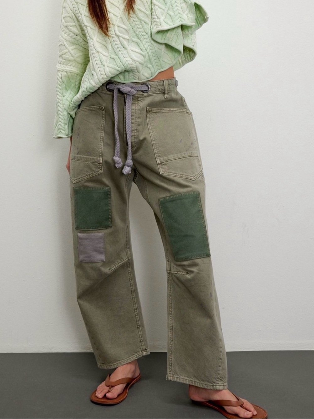 Free People Moxie Pull-On Barrel Jeans Size 27 Army Green NWOT